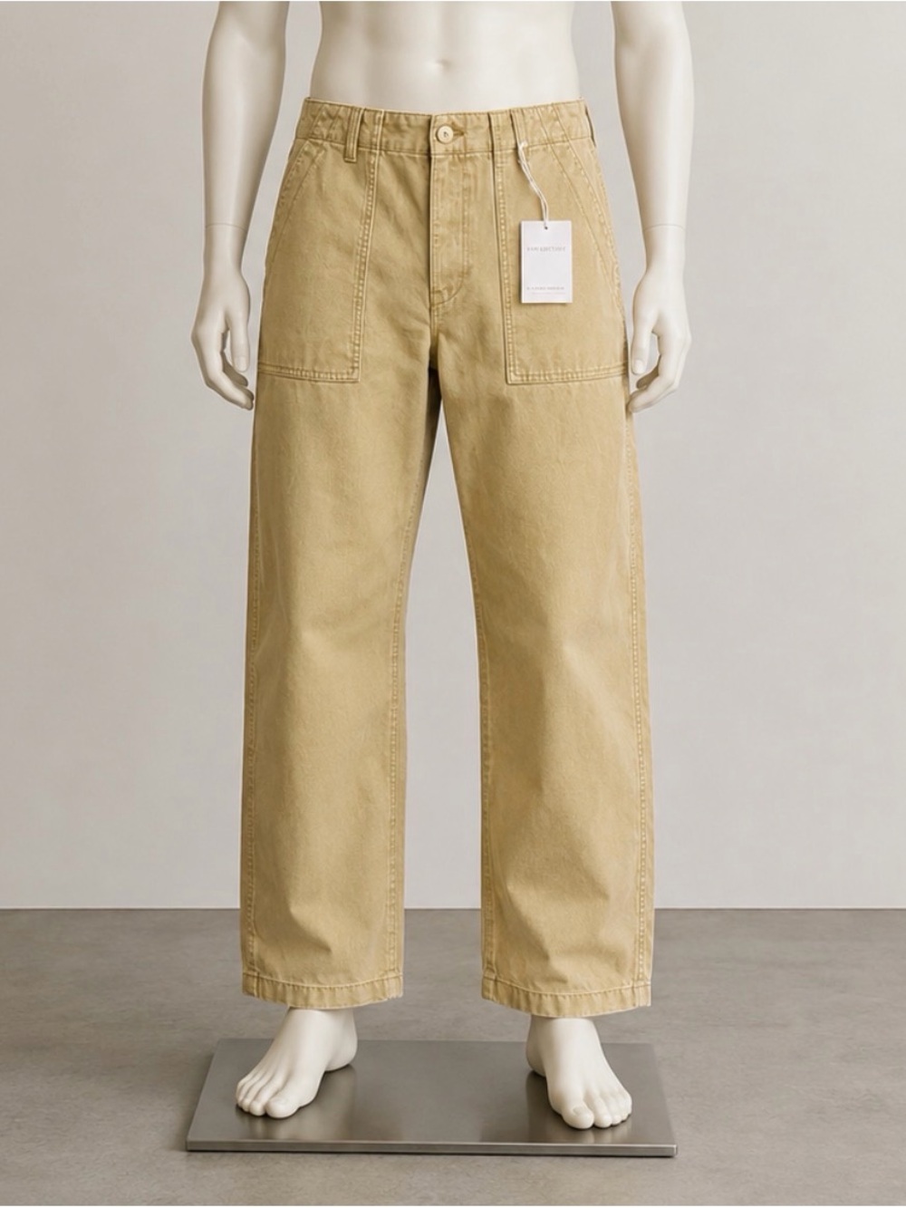 Tan Wide-Leg Cargo Pants